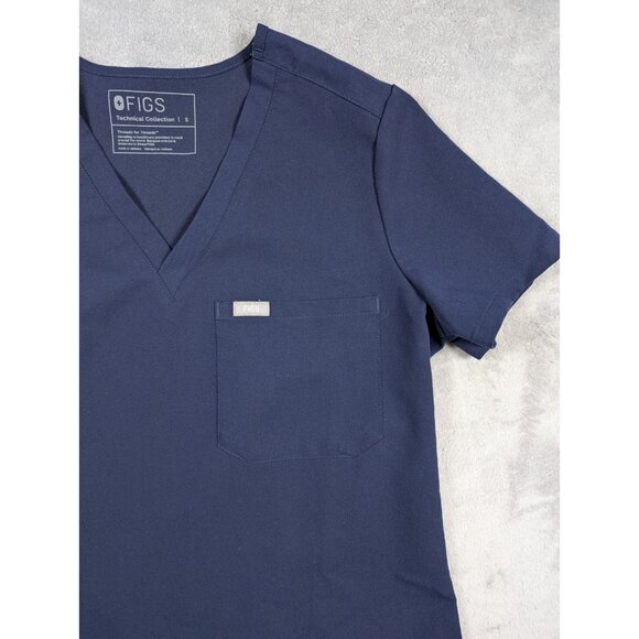 FIGS Technical Collection Scrub Top Womens Size Small Blue Medical Nurse Uniform - Picture 4 of 7